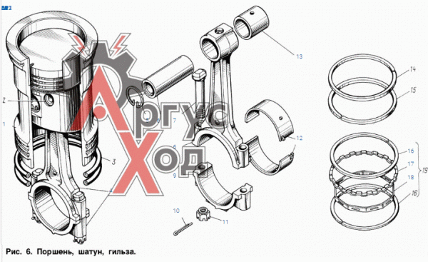 130-1000109-А2 Комплект гильз и деталей поршневой группы на 1 цилиндр